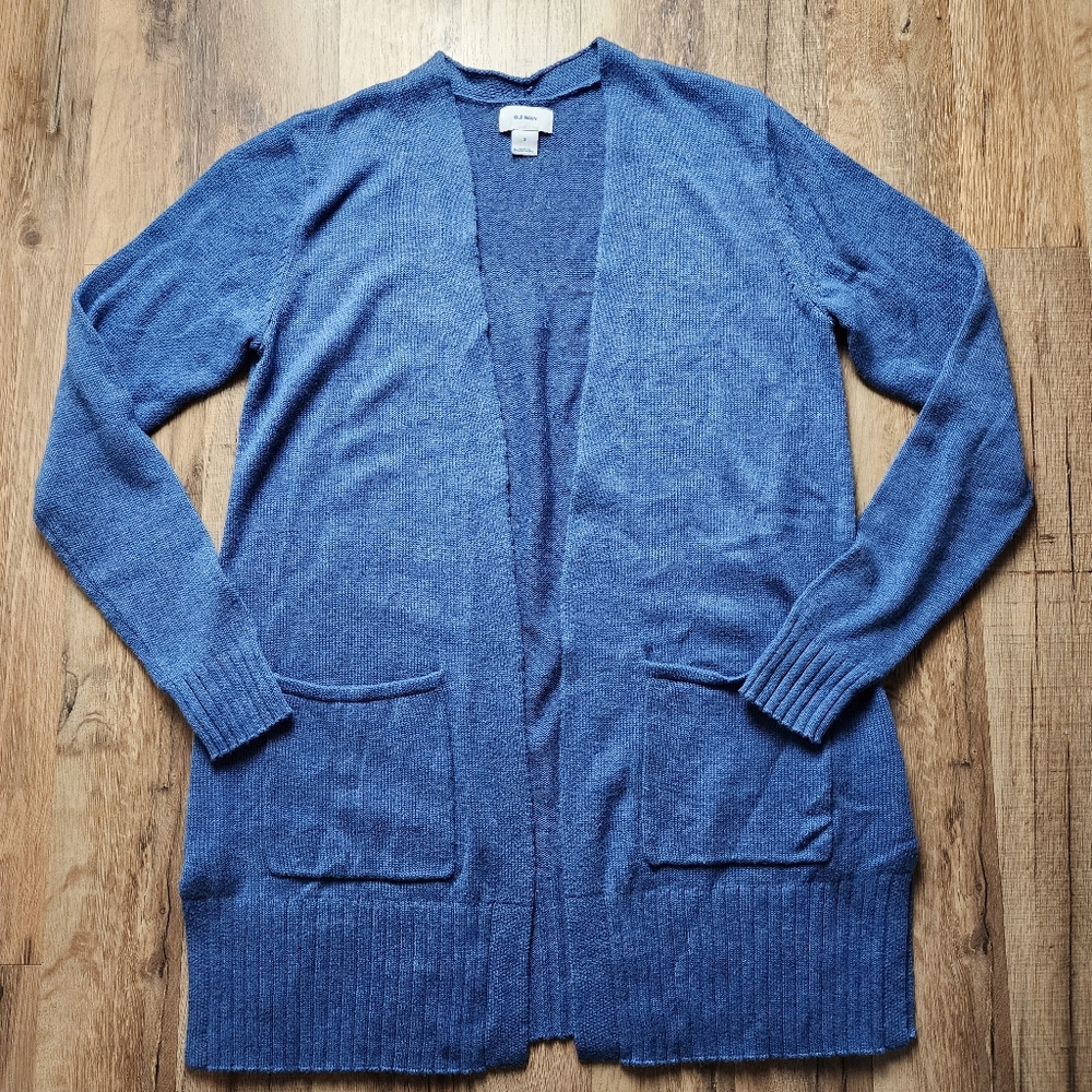 Women's Long Line Old Navy Open Front Cardigan Blue Heather Size Small